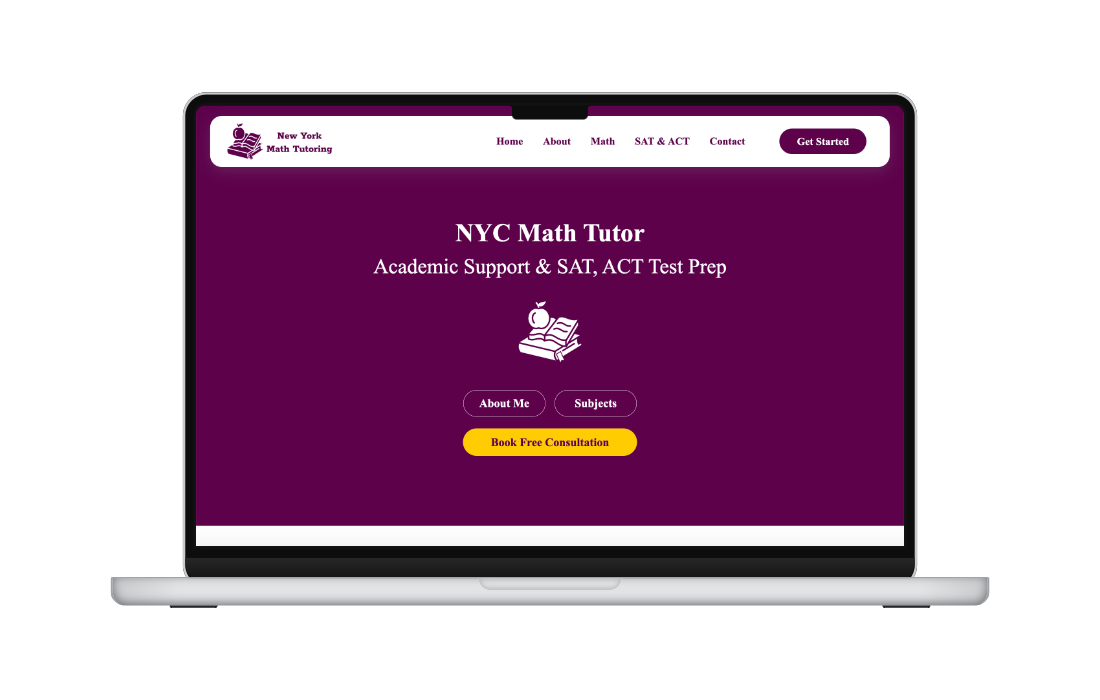 screenshot of a math tutor's website