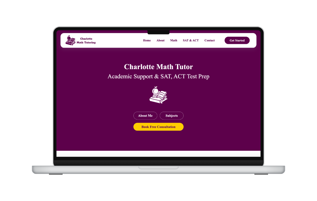 screenshot of a math tutor's website